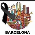 dibujo de la ciudad de Barcelona con crespón negro